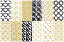 Seamless Pattern In Asian And Moroccan Style, Wave And Fish Scale