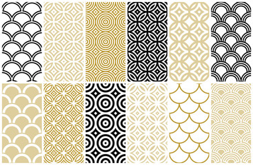 Wall Mural - seamless pattern in asian and moroccan style, wave and fish scale
