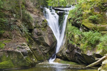 Wall Mural - Long time exposure of Szklarka waterfall in Karkonosze Mountains, Poland