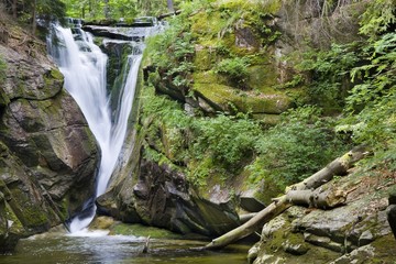 Wall Mural - Long time exposure of Szklarka waterfall in Karkonosze Mountains, Poland