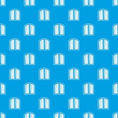 Poster - white window arched frame pattern seamless blue