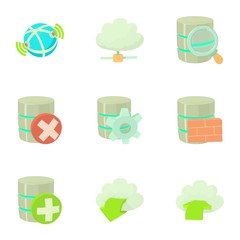 Poster - Storage interface icons set, cartoon style