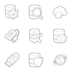 Poster - Storage interface icons set, outline style