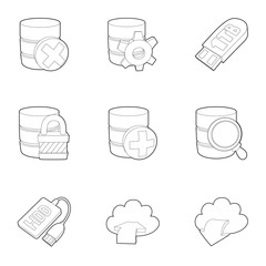 Poster - Storage technology icons set, outline style