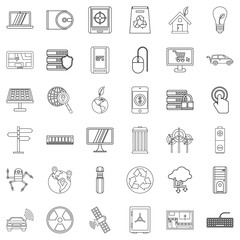 Poster - Connection icons set, outline style