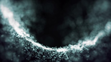 Poster - abstract particle background. particles of different size and opacity flows to the side.Seamless loop.