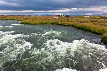 Canvas Print - Summer Iceland Landscape with Raging River