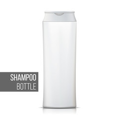 Canvas Print - White Shampoo Bottle Vector. Empty Realistic Bottle. Cosmetic Container Packages. Isolated On White Illustration