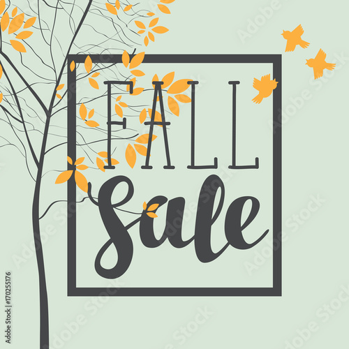 Vector Banner With The Inscription Fall Sale Autumn Landscape
