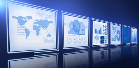 Poster - digital image of business charts and map