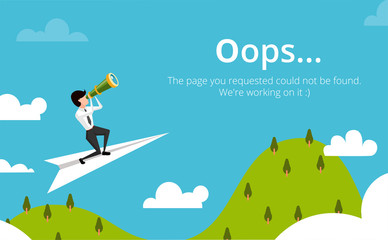 Poster - Error 404 page layout vector design. Website 404 page creative concept. The page you requested could not be found. Oops 404 error page.