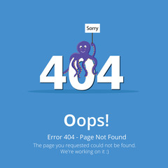 Poster - Error 404 page layout vector design. Website 404 page creative concept. The page you requested could not be found. Oops 404 error page.
