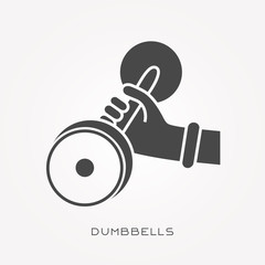 Wall Mural - Silhouette icon dumbbells