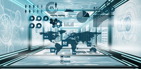 Poster - Composite image of digital composite image of business charts
