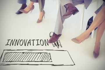 Poster - Composite image of graphic image of innovation text with loading