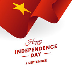 Wall Mural - Vietnam Independence Day. 2 September. Waving flag. Vector illustration.