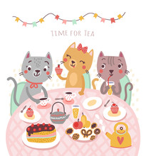 Card With Cats. Party