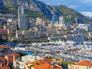 Wall Mural - A view of Port Hercule and its surrounding skyline in Monaco.