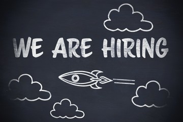 Poster - Composite image of graphic image of locket below we are hiring