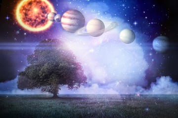 Wall Mural - composite image of composite image of planets and sun