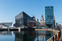 View Of Albert Dock And Three Graces Building In Liverpool