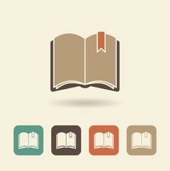 Wall Mural - Flat icon of an open book. Vector logo