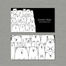 Business Cards Design, Polar Bears Family
