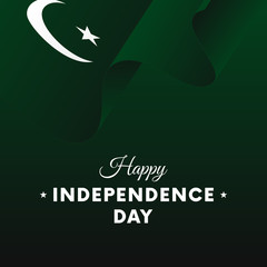 Poster - Banner or poster of Pakistan independence day celebration. Waving flag. Vector illustration.