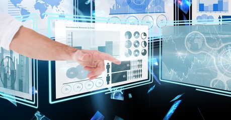 Poster - hand touching and interacting with technology interface panels
