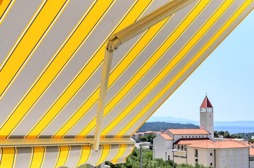 Awning over the balcony.