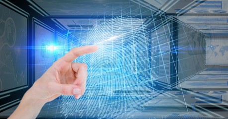 Poster - hand touching and interacting with technology interface panels