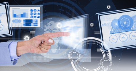 Poster - hand touching and interacting with technology interface panels