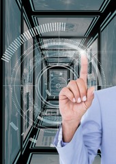 Poster - hand touching and interacting with technology interface panels