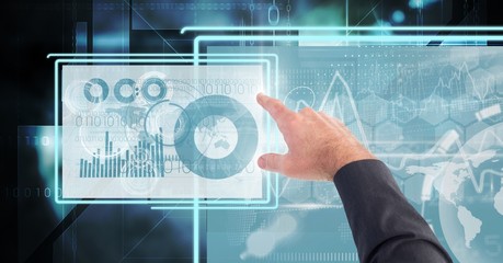 Poster - hand touching and interacting with technology interface panels