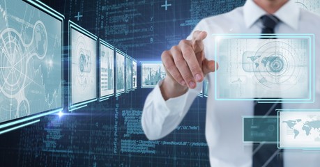 Poster - Businessman touching and interacting with technology interface