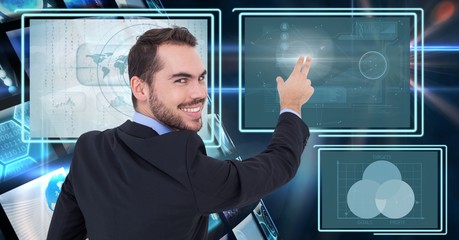 Poster - Businessman touching and interacting with technology interface