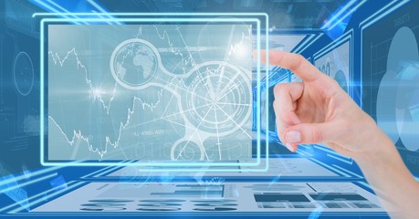 Poster - hand touching and interacting with technology interface panels