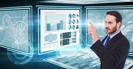 Poster - Businessman touching and interacting with technology interface