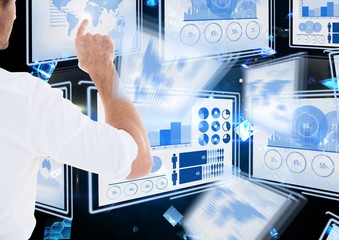 Poster - Businessman touching and interacting with technology interface