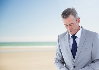 Poster - Businessman in nature beach