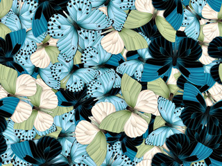 Seamless pattern with lot of different butterflys