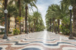 Promenade Explanada - the main tourist street in Alicante, Spain