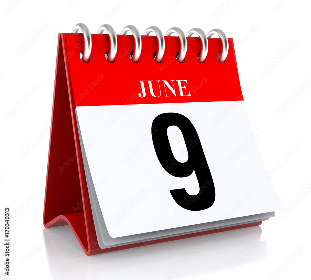 Illustration Stock June 9. Calendar | Adobe Stock