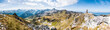 Alpenpanorama Wallis mit Steinpyramide, Alpen im Valais, la Brinta, von Vercorin nach Grimnetz, Eifischtal, Schweiz 