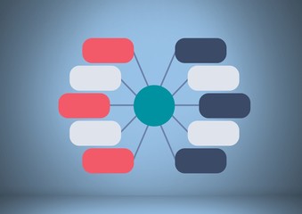 Poster - Colorful mind map over blue background