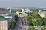 Fototapeta Miasto - Kiev - Ukraine: Top view of Mykhailiv Square and St. Michael's Golden-Domed Monastery.