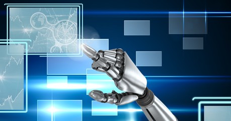 Poster - Robot hand interacting with technology interface panels