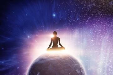 Poster - Composite image of silhouette image of female practicing