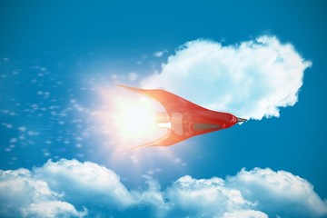 Poster - Composite image of red spaceship against white screen