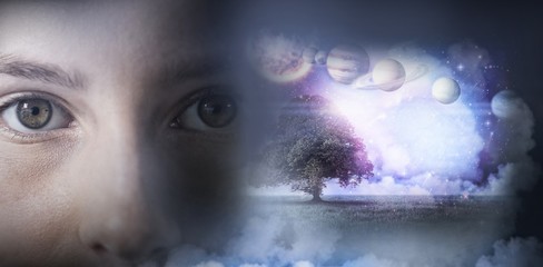 Wall Mural - composite image of composite image of solar system against white